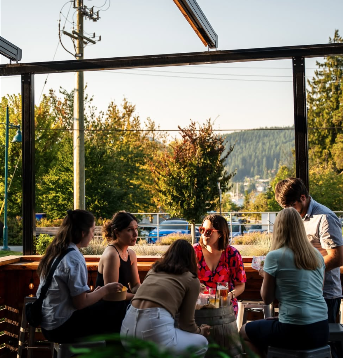 Guests enjoying the patio at Rocky Point Spirits
